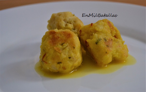 Albóndigas de bacalao al azafrán - En Mil Batallas