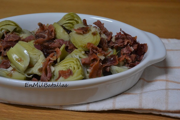 Corazones de alcachofa con jamón - En Mil Batallas