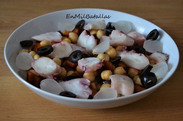 Ensalada de garbanzos con pota - En Mil Batallas