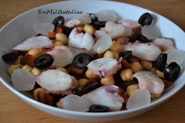 Ensalada de garbanzos con pota - En Mil Batallas